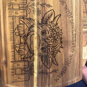 Highland Cow custom engraved cutting board