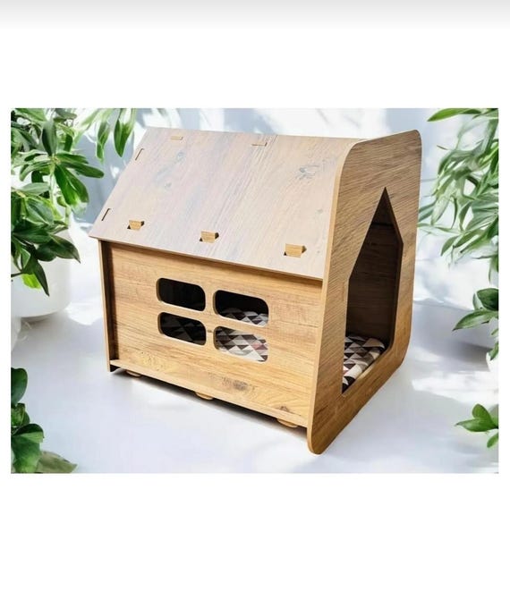 Caseta de madera para perros y gatos, caseta mediana para mascotas