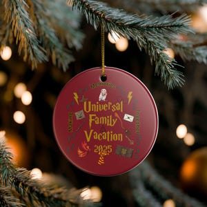 Ceramic Ornament Wizarding World Family Vacation 2025 Decoration Christmas Gift Round Ornament Souvenir