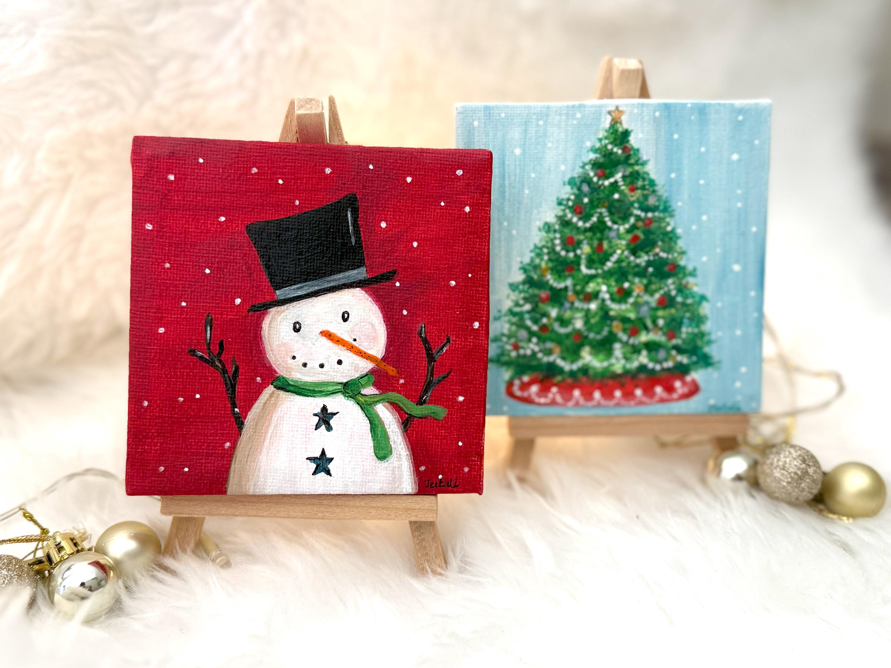 Weihnachtsgeschenke - Mini Leinwand Gemälde