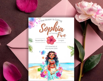 Moana Birthday Invitation, Editable Moana Birthday Invitation, Kids Moana Party Template, Editable Instant Download, Moana Editable Invite