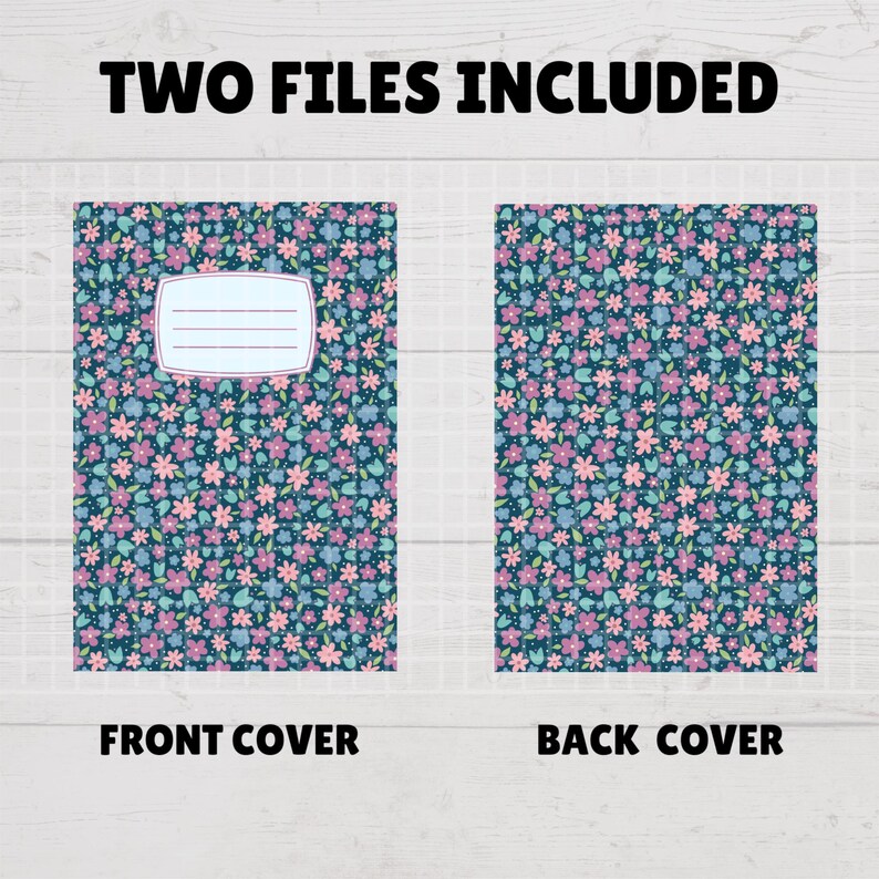 Ditsy Floral Denim Blue Composition Notebook Cover – Printable PNG File ...