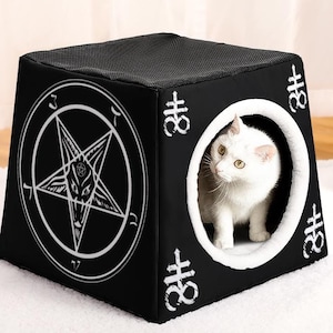 Satanic Goth Pet Soft Sleeping Bed Puppy Cat House, gothic cat, dog bed, Baphomet, Occult accessories, supplies, furniture pet lover gifts