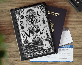 Goth Tarot Passport Cover: Spiritual Witch Faux Leather Case