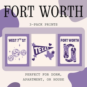 Fort Worth, Texas Trendy Print - Perfect for dorm and apartment decor