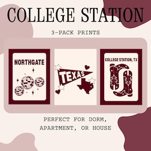 College Station, Texas Trendy Print - Perfect for dorm and apartment decor