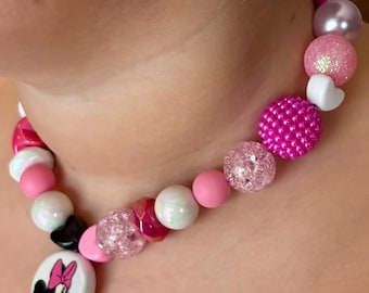 Grovt Minnie Mouse-halsband för flickor | Disney-inspirerade smycken