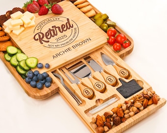 Personalized Bamboo Charcuterie Board Set, Engraved Home Decor Gift