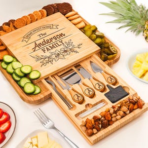Our First Home, New Home Gift, Housewarming, Custom House Engraved, Charcuterie Board, Cheese Board, House Sketch, Engraved Realtor Gift