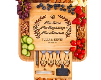 New Home Gift House Warming Gift Home Sweet Home Cutting Board Charcuterie Board Realtor Gift Real Estate Gift with Address Zip code