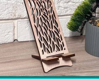Supporti per telefono in legno di piccole dimensioni, supporto per telefono in legno tagliato al laser, supporti per telefono con il tuo logo, dock per telefono cellulare, regalo aziendale personalizzato.