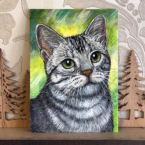 Retrato de gato personalizado a partir de una foto, pintura de retrato de gato, pintura al óleo personalizada de retrato de mascota, regalo para amantes de las mascotas, regalo conmemorativo personalizado para mascotas