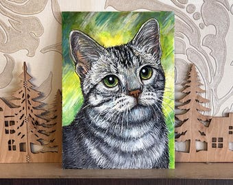 Custom Cat Portrait, Custom Pet Portrait, Cat portrait custom Acrylic painting from photo, Custom Pet Portrait, Acrylic Pet portrait