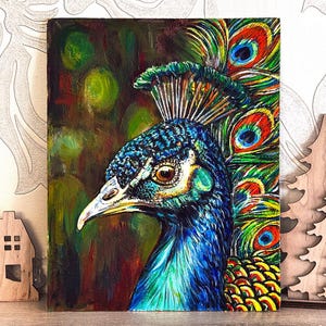 Portrait d'oiseau personnalisé, portrait d'animal de compagnie personnalisé, peinture à l'huile personnalisée portrait d'animal de compagnie à partir d'une photo, peinture à l'huile de paon, cadeau souvenir personnel