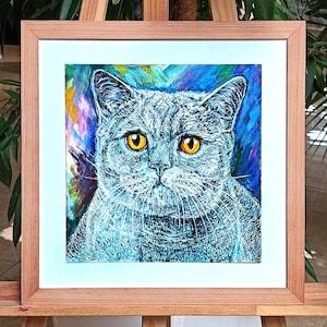 Retrato de gato personalizado, retrato de mascota personalizado, pintura al óleo personalizada a partir de una foto, retrato de gato hecho a mano, pintura acrílica de gato, arte de regalo personalizado