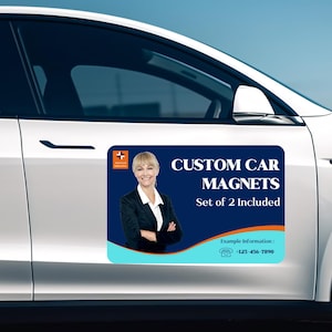 Custom Vehicle Magnet Set of 2, Personalized Brand Magnets for Car Truck or Van. Car Magnets, Custom Logo Magnets, Business Advertising