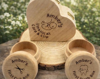 Engraved Wooden Umbilical Cord Keepsake Box, Personalized Baby Gift