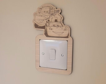 Personalized Cars Engraved Light Switch Surround, Nursery Decor
