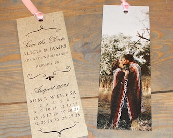 Custom Bookmark Save the Date, Photo Save the Date Card, Book Lover Theme Wedding Bookmark Invitation