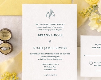 Elegant Wedding Invitation Suite, PRINTED, Classic Wedding Invite, Terracotta, Traditional Wedding invitation set, Learie, RC0186