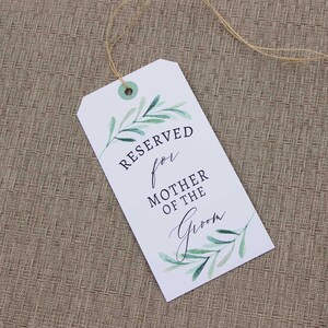 Greenery Wedding Seat Sign, Watercolor Wedding Reserve Seat Tag, Wedding Decor, Reserved Wedding Chair Tag, Reserved Seat Sign, RC0012 image 1