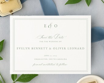 Sage Green Save the Date Template: Elegant Printable Invitation (PDF or JPG)