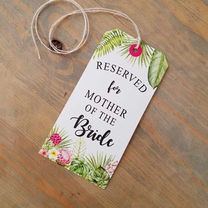 Tropical Wedding Seat Sign, Wedding Reserve Seat Tag, Destination Wedding Decor, Reserved Wedding Chair Tag, Reserved Seat Sign, RC0017