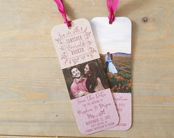 Bookmark Save the Date card with Envelopes, Wedding Date Card, Consider yourself Booked, Next Chapter