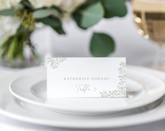 Greenery Laurel Wedding Escort Cards, Place Cards, Reception Seating