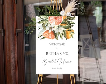 Citrus Bridal Shower Welcome Sign Printable, Boho Wedding Large Welcome Sign Template, Orange Bridal Shower Poster, Printable, RC0209