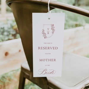 Classic Wedding Seat Sign, Wedding Reserve Seat, Ceremony Décor, Reserved Wedding Chair Tag, Elegant Reserved Seat Sign, RC0302