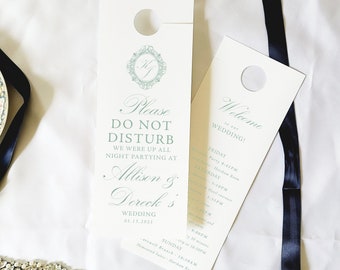 Wedding Do not disturb wedding door hanger, Classic door hanger wedding, hotel door hanger, wedding sign, guest room hanger, Louise,  RC0301