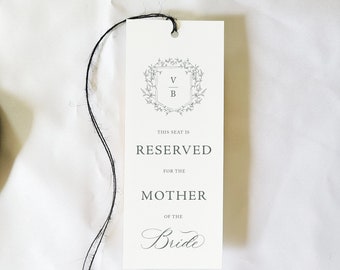 Classic Wedding Seat Sign, Wedding Reserve Seat, Ceremony Décor, Reserved Wedding Chair Tag, Elegant Reserved Seat Sign, Pheobe, RC0302