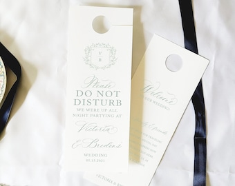 Wedding Do not disturb wedding door hanger, Classic door hanger, hotel door hanger, wedding sign, guest room hanger, Pheobe,  RC0302