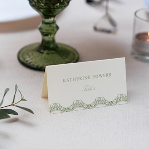 ElegantWedding Escort Card, Flat or Folded, Vintage Wedding Place Card, Reception Escort Cards, Louise, RC0301