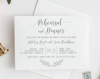 Bohemian Wedding Rehearsal Dinner Invitation, Engagement Party, Rustic Rehearsal Dinner Invitation, Printed Rehearsal Invitation, RC0028