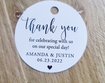 Thank You Favor Tag for Wedding, Shower or Birthday,  2 Inch Round Party Favor Tag for Baby Shower, Couples Shower