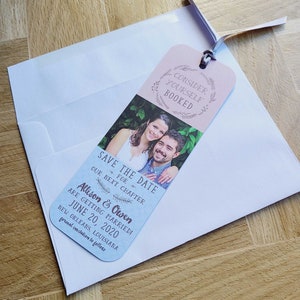 Bookmark Save the Date with Envelopes Customizable Wedding Save the Date Book Mark with Ribbon Wedding Date Card image 4