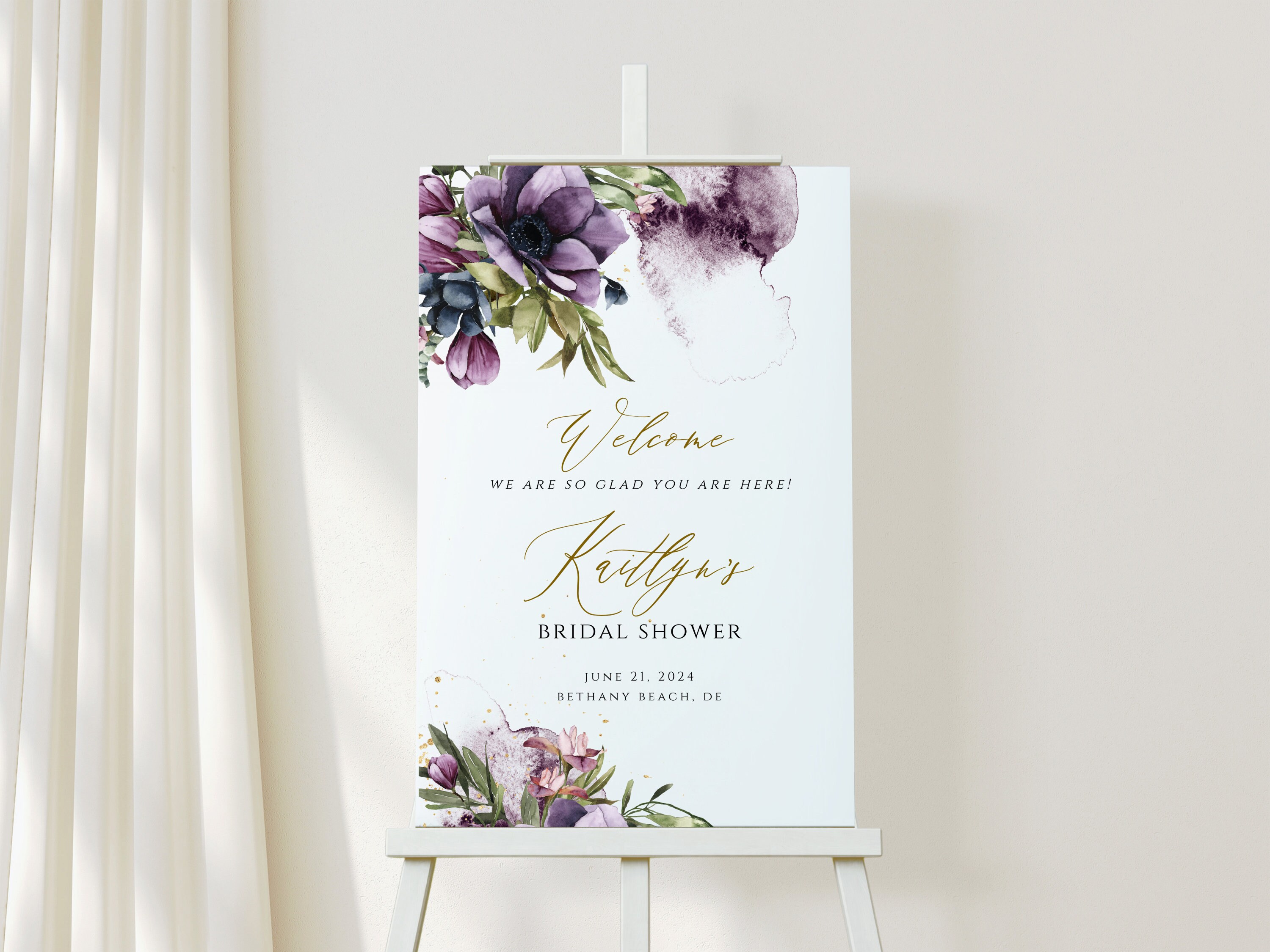 Purple Wedding Welcome Sign Template, Wedding Welcome Sign, Printable ...