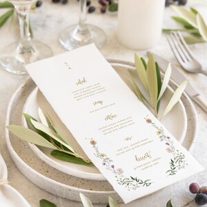 Wedding Menu Card for Reception, Wildflowers, Printed Dinner Menu Card for Wedding, Classic Elegant Wedding Stationery, Summer, RC0307 image 4