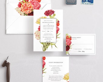 Wedding Invitation Set, Printed Wedding Invitation Suite, Modern Wedding Invite Set, Invitation and RSVP Card, RC0175