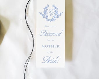 Classic Wedding Seat Sign, Wedding Reserve Seat, Ceremony Décor, Reserved Wedding Chair Tag, Elegant Reserved Seat Sign, Freya, RC0322