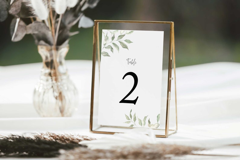 Sage Botanical Wedding Table Numbers, Ava Collection, Greenery Branch, Printed Table Numbers, Modern Wedding, Boho, 4x6 or 5 x 7, RC0224 image 6