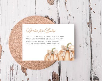 Little Pumpkin Baby Shower Books for Baby, Orange Gingham bow, Picnic, Digital Download, Canva, RC0434