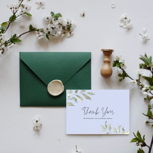 Sage Thank You Note Card, Floral Thank You Card with Envelope, Greenery, Wedding, Bridal Shower, Ava, Wedding Thank You Card, RC0224 image 3