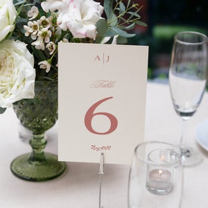 Botanical Wedding Table Numbers, Greenery Branch, Elegant, Printed Table Numbers, Modern Wedding, Boho, 4x6 or 5 x 7, Larisa, RC0101 image 3