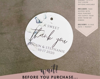 A Sweet Thank You Wedding Favor Tag, Round Party Favor Gift Tag for Baby Shower or Bridal Shower, Eucalyptus, Greenery, RC0102