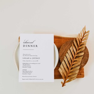Rehearsal Dinner Printable Template Minimalist Wedding - Etsy