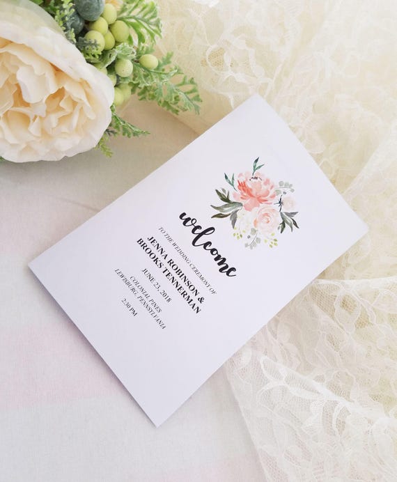 Wedding Program Template Printable Wedding Program Booklet Etsy