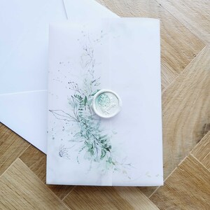 Vellum Wrap and Wax Seal Add on Wedding Invitation Suite, greenery vellum wrap for wedding invitation, vellum jacket, wax seal, RC0095